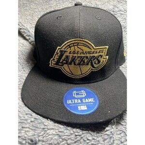NWT Ultra Game NBA Los Angeles Lakers Black Snapback Cap One Size Fits Most